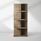 Leandro Solid Oak Wood Tall Display Cabinet Open Storage Bookcase
