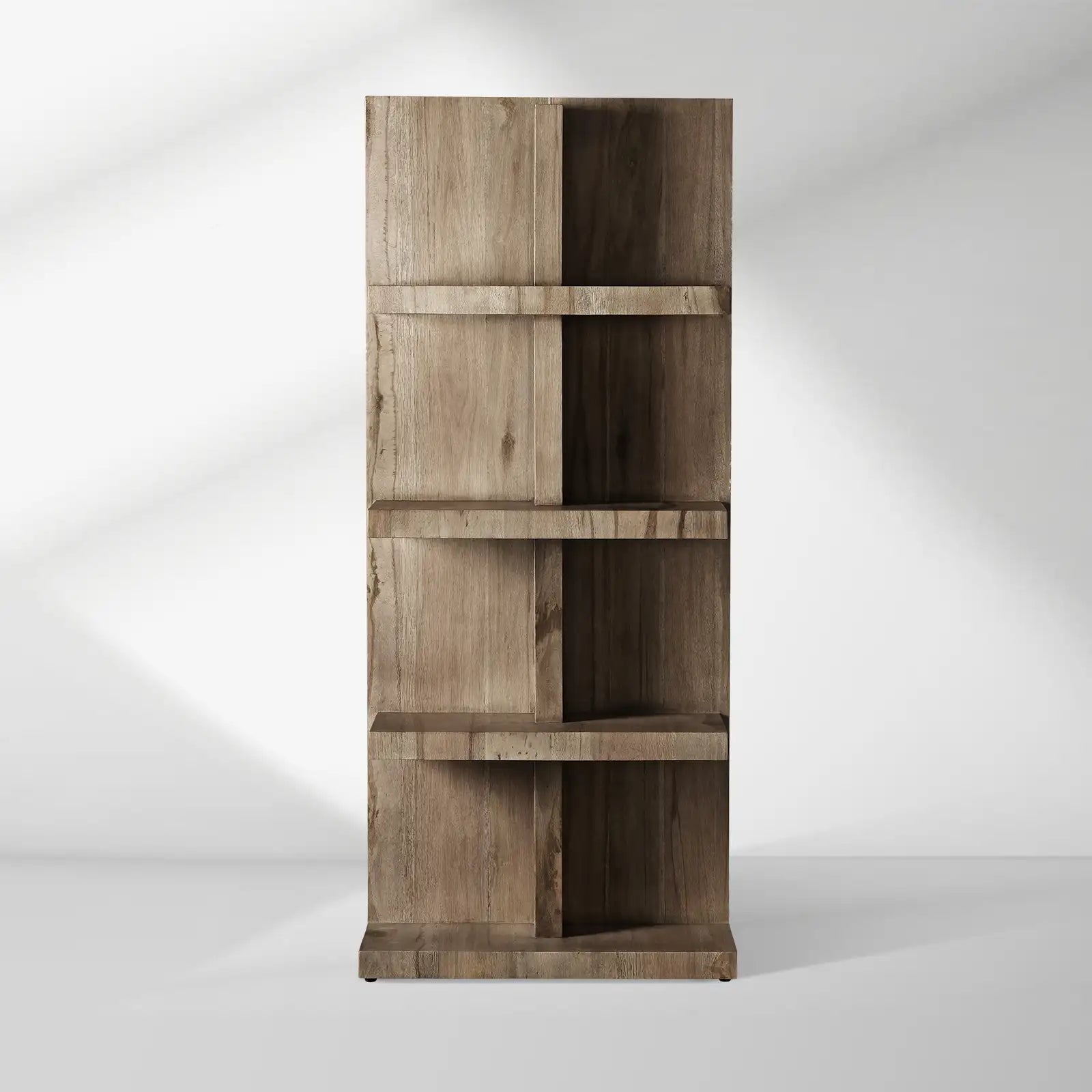 Leandro Solid Oak Wood Tall Display Cabinet Open Storage Bookcase