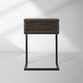 Palmer Wood Storage Nightstand Sleek Iron Frame One-Drawer Cabinet Nightside Table