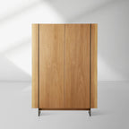 Mihaela Oil-Finishing Process Tall Display Cabinet Oak Wood Living Entrance Cabinet