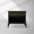 St. Martin Opens Solid Oak Nightstand Traditional Nightside Table with Soft-Close ONE-Drawer Cabinet