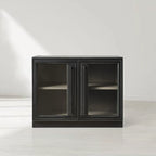 Classic French Factory Sideboard with Tempered Glass Doors Wood Buffet Entryway Cabinet