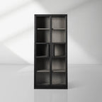 French Vintage Factory Tall Display Cabinet with Tempered Glass Doors Wood Living Side Cabinet Bookcase