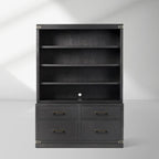 Tremont Mindi Wood Bookcase File Cabinets Mid-Century Tall Display Cabinets Sideboards