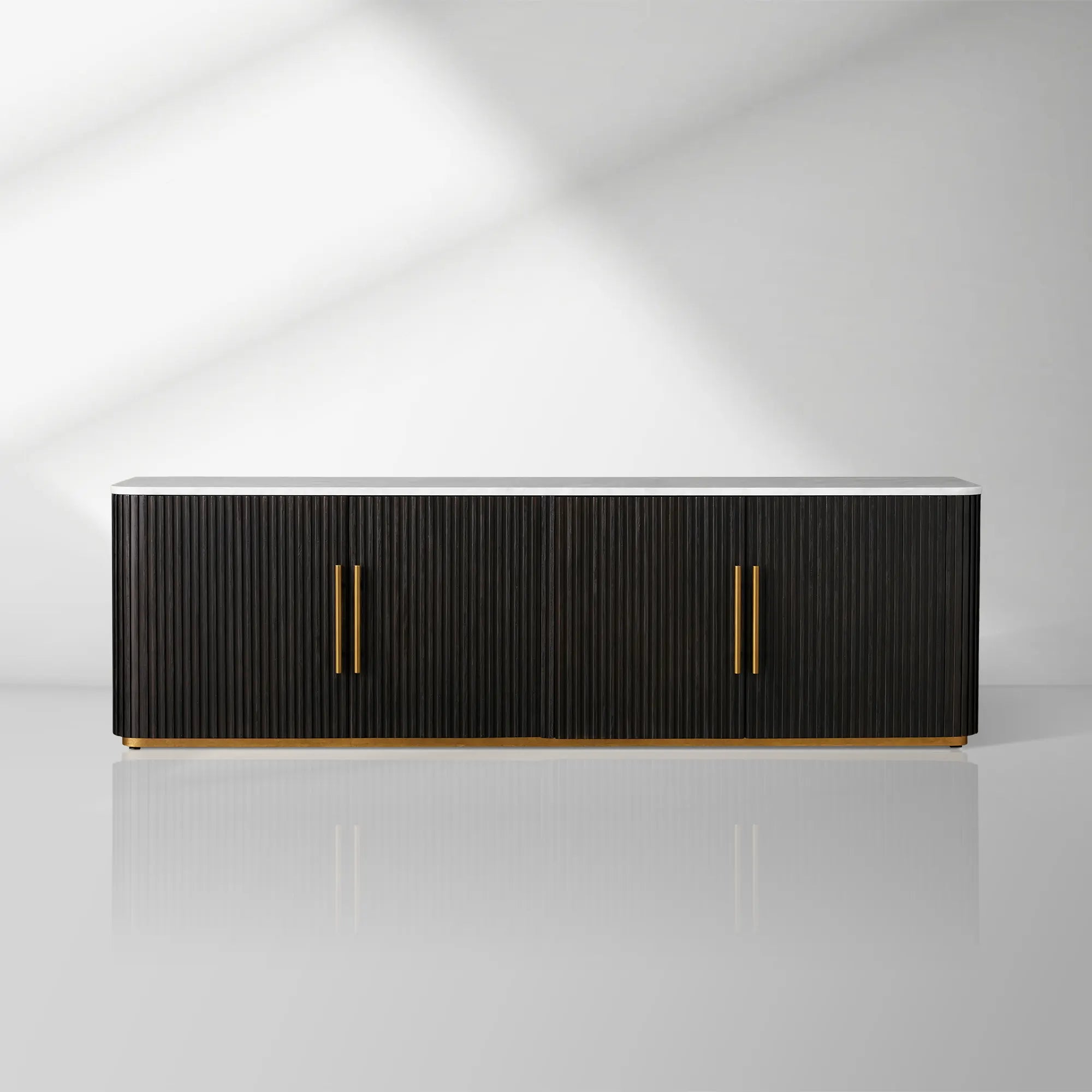 Finnley Marble Stone Top Buffet Sideboards Wood Living Room Media TV Stand Cabinet Television Storage Side Unit