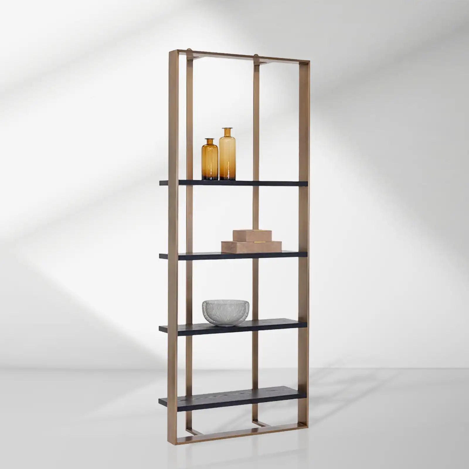 Dolton Stainless Steel Bookshelf Modern Industrial Living Display Rack Open Bookcase