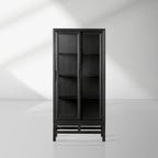Avenue Ash Wood Tall Display Cabinet with Glass Doors Living Side Cabinet