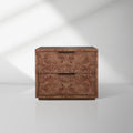 Corey Closed Nightstand with Mappa Burl Wood Bedside Nightside Table 2-Drawer Cabinet