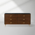 Giselle Vintage Living Six-Drawer Dresser Wood Entrance Storage Cabinet