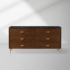 Giselle Vintage Living Six-Drawer Dresser Wood Entrance Storage Cabinet