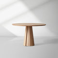 Brank White Oak Wood Round Dining Table With Cone Base