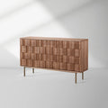 Ariel Woven-Texture Sideboard Wood 3-Door Storage Buffet Entryway Cabinets