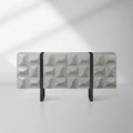 Livora Wood Vierschichtiges Sideboard, grau, Eingangsschrank mit Kufenfuß aus Edelstahl