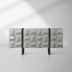 Livora Wood Vierschichtiges Sideboard, grau, Eingangsschrank mit Kufenfuß aus Edelstahl