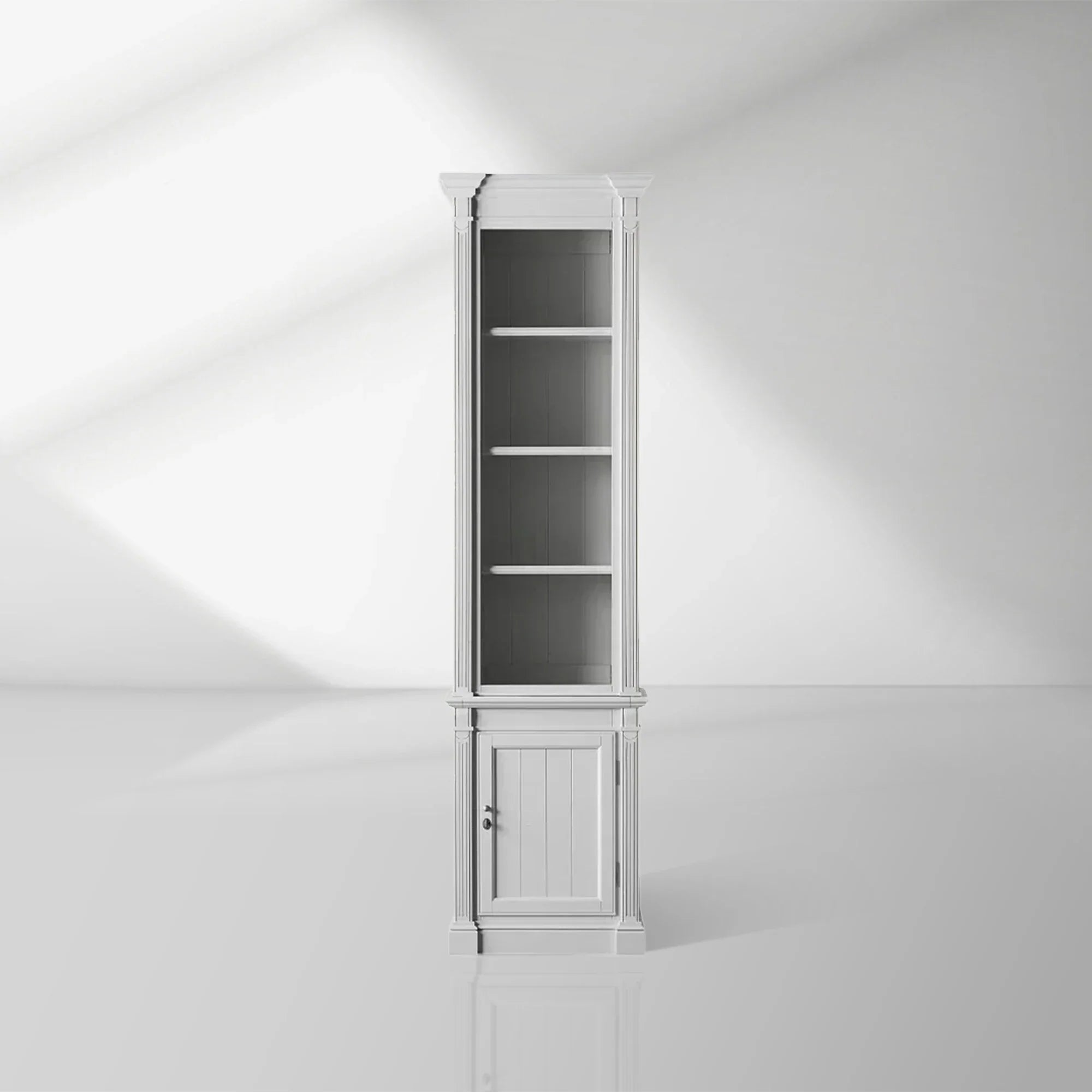 Athens Narrow Display Tall Cabinet Neoclassical Bookcase Poplar Wood Vintage Living Side Cabinet