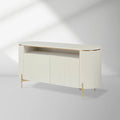 Panoso Luxury Buffet Sideboard Curved Entryway Cabinet With Gold Stainless Steel Legs