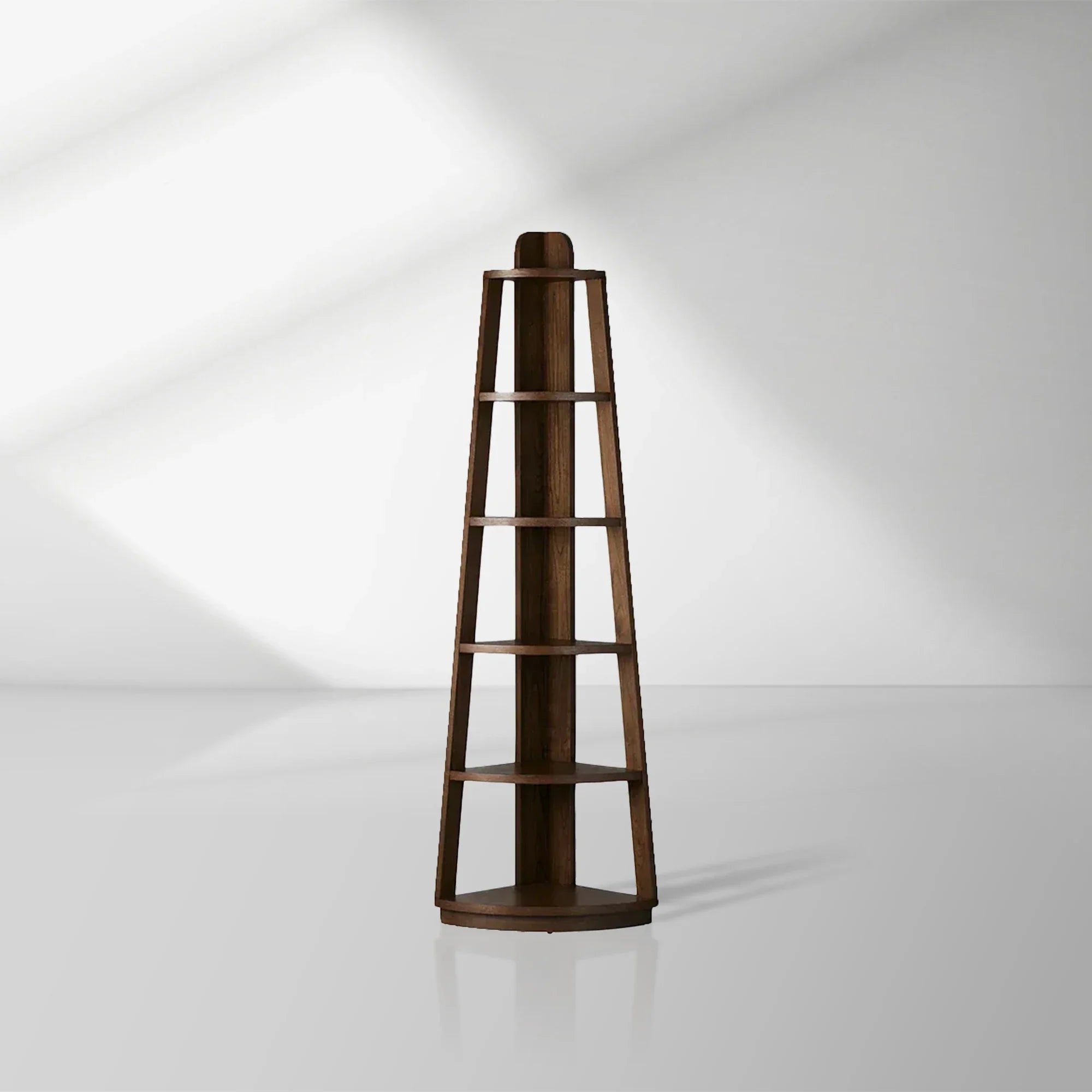 Bowery Corner Bookshelf Wood Modern Bookcase Living Display Rack