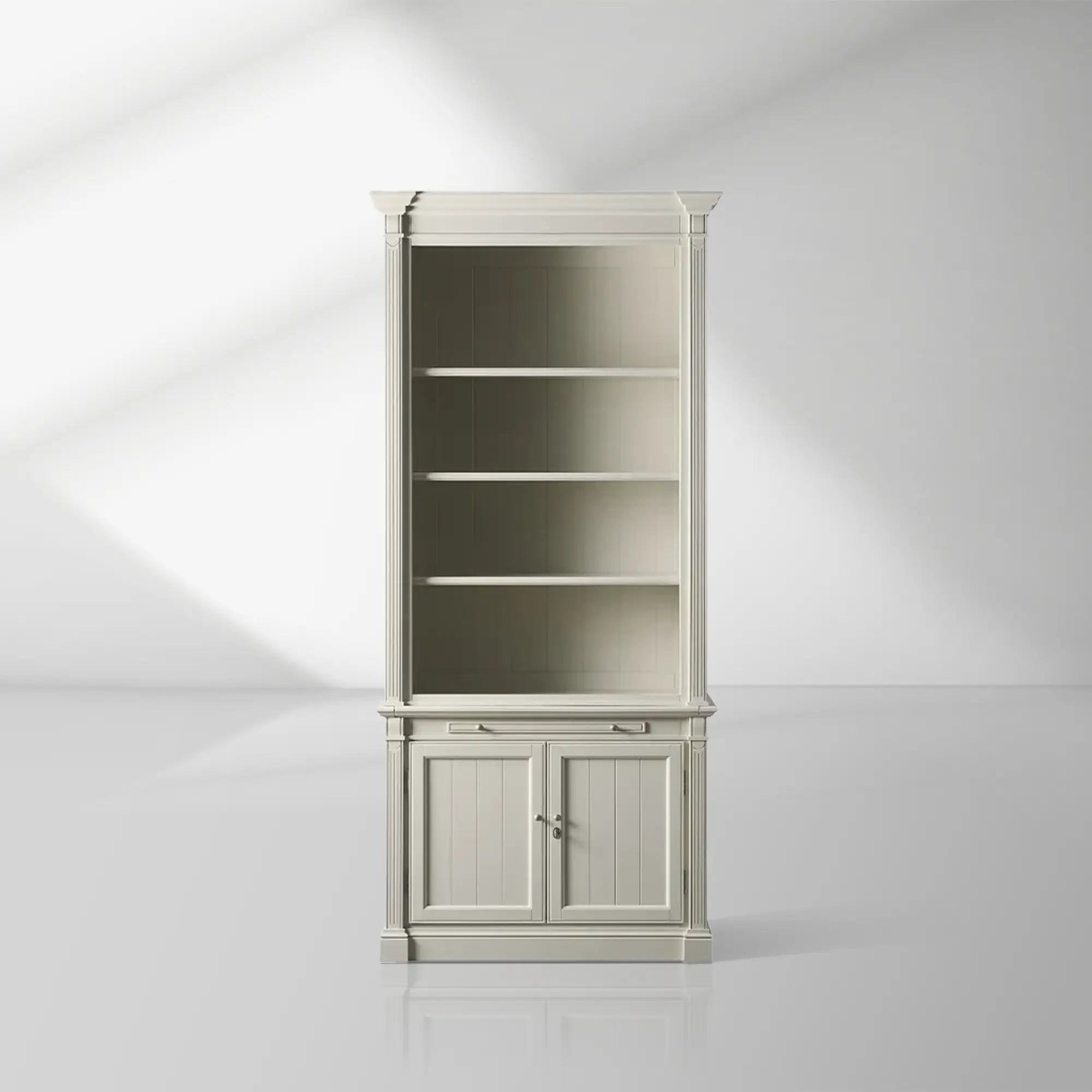 Athens Wood Modular Bookcase Old-world Vintage Living Room Tall Cabinet