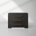 Darwyn Closed Nightstand with Solid Oak Wood & Oak Veneers Brass Handles Bedside Nightside Table 3-Drawer Cabinet