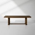 Warby Extension Dining Table with Solid Oak Wood Rectangular  Two 18" Leaves Mocha Finish