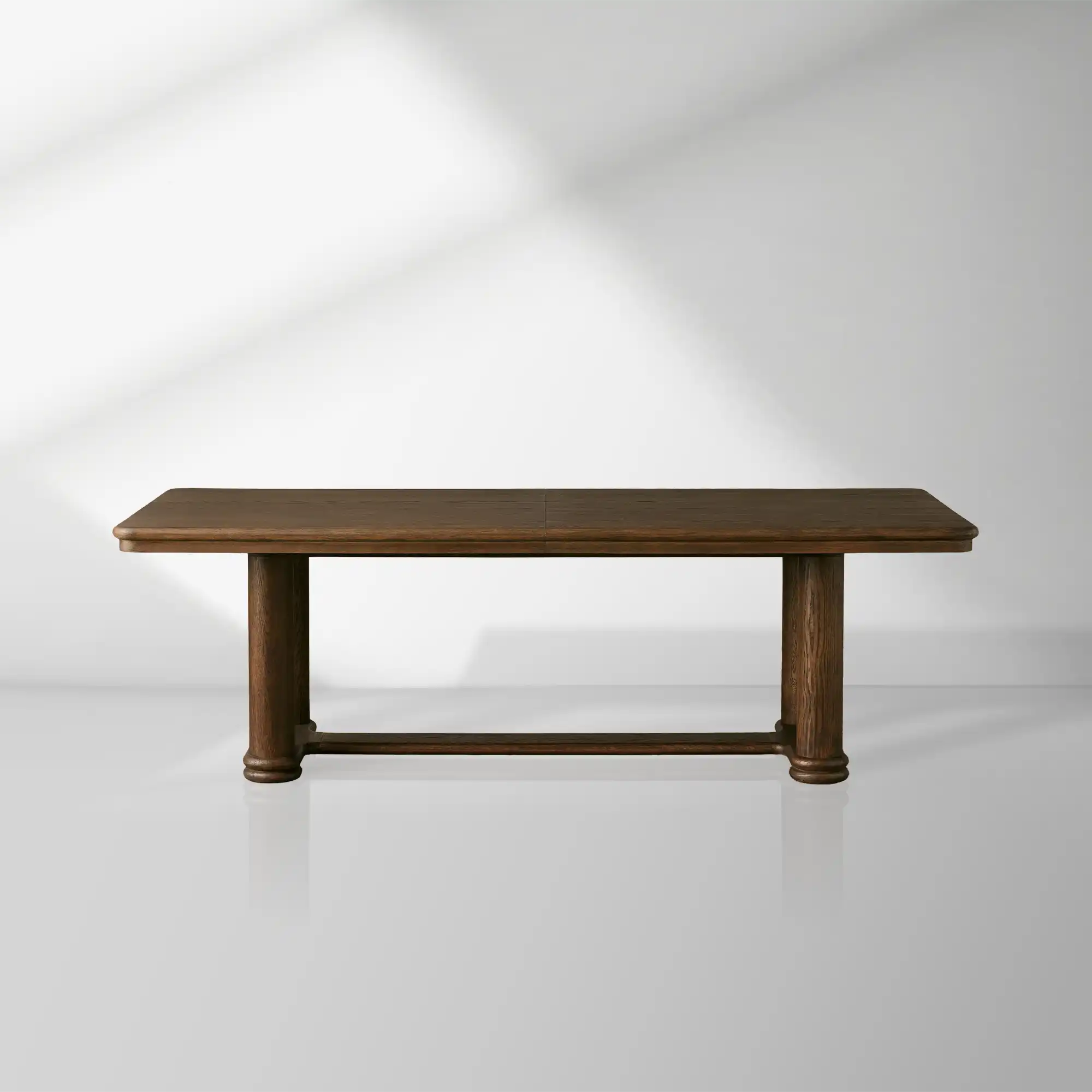 Warby Extension Dining Table with Solid Oak Wood Rectangular  Two 18" Leaves Mocha Finish