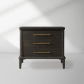 St. Martin Wood Closed Nightstand Oak Nightside Table with Soft-Close 3-Drawer Cabinet