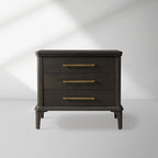St. Martin Wood Closed Nightstand Oak Nightside Table with Soft-Close 3-Drawer Cabinet