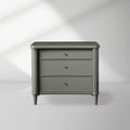 Henley Nightstand with Solid Mahogany Nightside Tables 3-Drawer Cabinet Brass Pulls