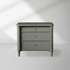 Henley Nightstand with Solid Mahogany Nightside Tables 3-Drawer Cabinet Brass Pulls