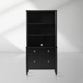 Lavenir French Open-Top Hutch Display Tall Cabinet Wood Dining Sideboard with Concealed Storage Base Cabinet