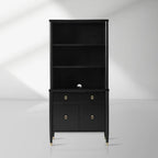 Lavenir French Open-Top Hutch Display Tall Cabinet Wood Dining Sideboard with Concealed Storage Base Cabinet