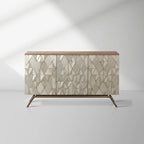Champagne Geometric Finish Buffet Sideboard Luxury Three-Door Entryway Cabinet