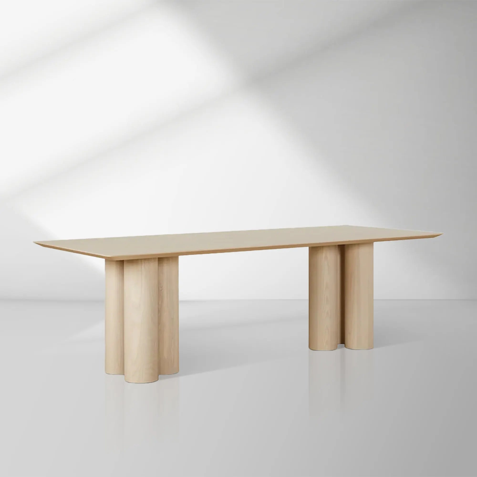 Rinde Rectangular Ash Wood Dining Table with Columnar Legs