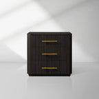 Finnley Wood Nightstand with Oak Veneers Bedroom Nightside Table 3 Drawer Cabinet