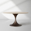 Aero Saint Germain Dining Table Round Marble Stone Tabletop Tulips Dining Table with Launette Steel Base