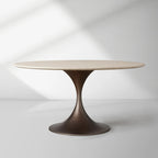 Aero Saint Germain Dining Table Round Marble Stone Tabletop Tulips Dining Table with Launette Steel Base