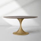Aero Saint Germain Dining Table Round Marble Stone Tabletop Tulips Dining Table with Launette Steel Base