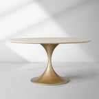Aero Saint Germain Dining Table Round Marble Stone Tabletop Tulips Dining Table with Launette Steel Base