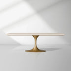Aero Marble Stone Top Dining Table With Launette Steel Base Luxury Tulip Dining Table