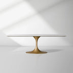 Aero Marble Stone Top Dining Table with Launette Steel Base Luxury Tulip Dining Table