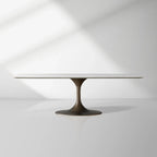 Aero Marble Stone Top Dining Table with Launette Steel Base Luxury Tulip Dining Table