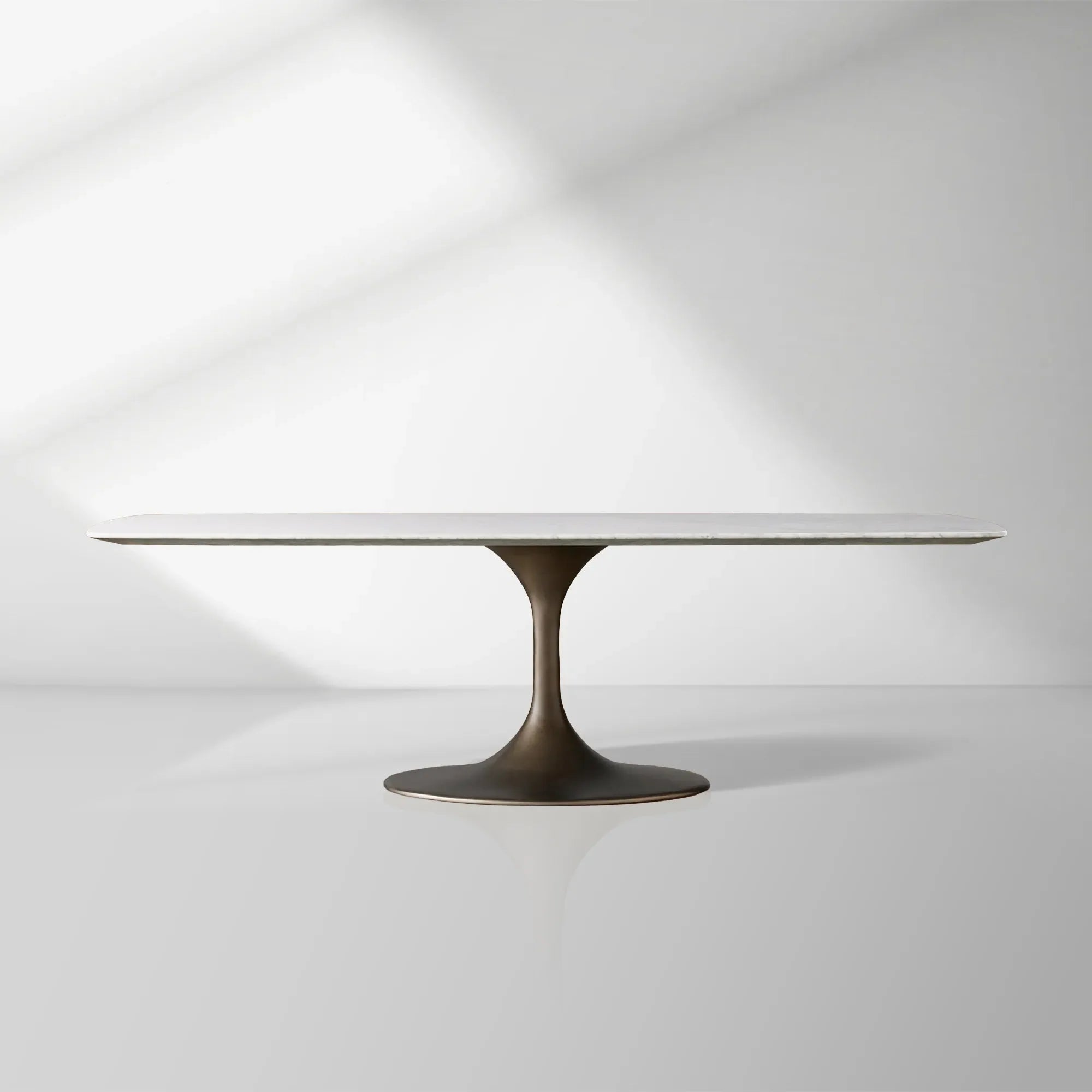 Aero Marble Stone Top Dining Table with Launette Steel Base Luxury Tulip Dining Table