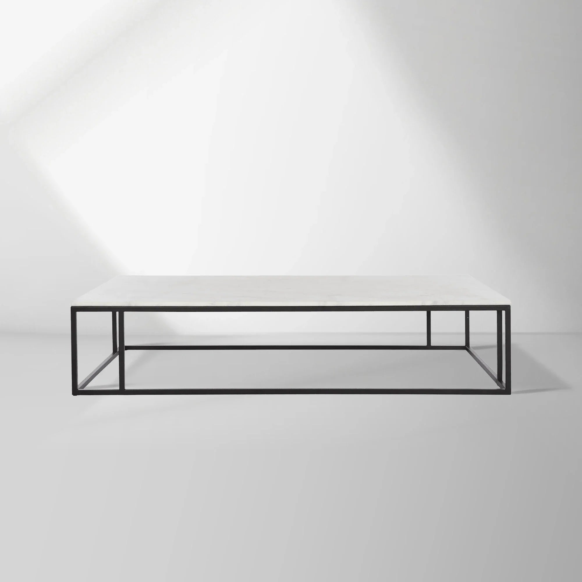 Nomad Rectangular Coffee Table with White Marble Top Steel Base Living Room Center Tea Table