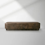 Pola Rectangular Wood Plinth Coffee Table Wabi-Sabi Style Living Room Center Tea Table