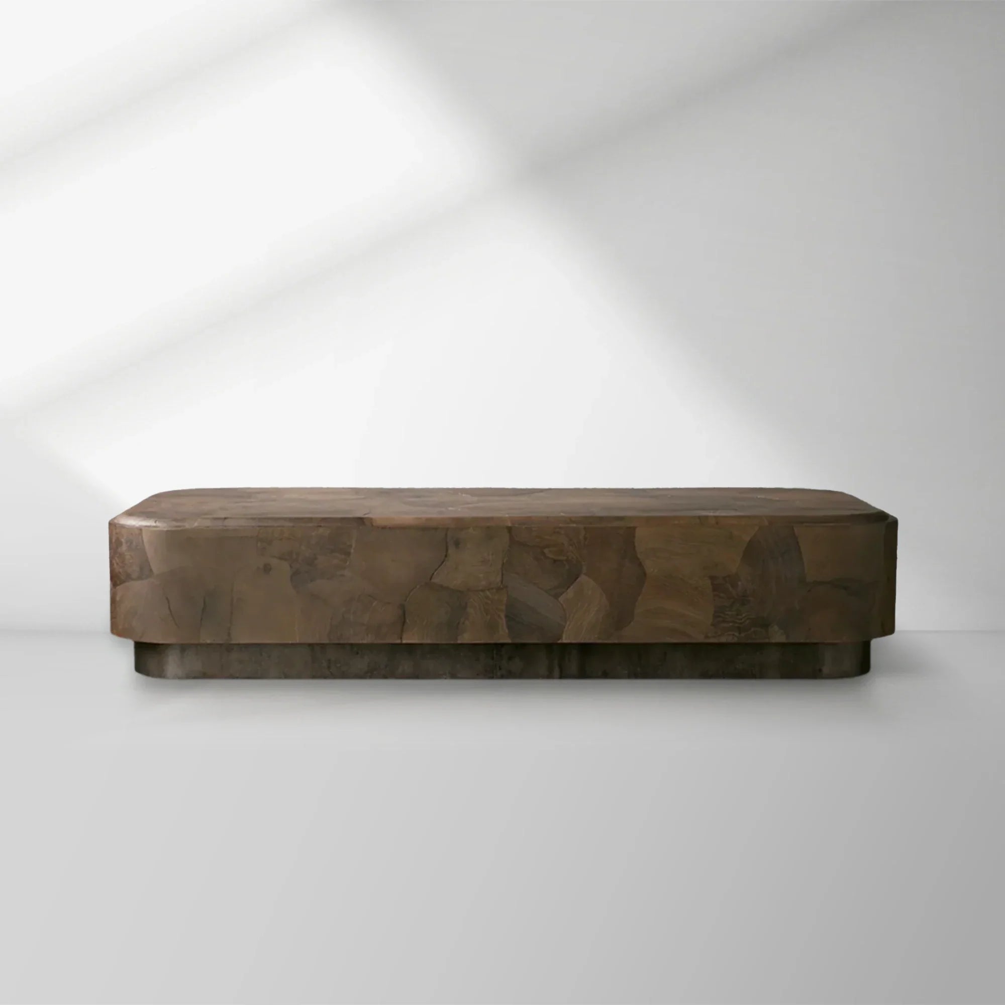 Pola Rectangular Wood Plinth Coffee Table Wabi-Sabi Style Living Room Center Tea Table