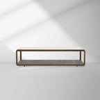 Table basse rectangulaire en verre Max avec fausse incrustation en galuchat