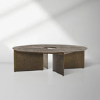 Bowie Couchtisch mit gehämmertem Couch-Zentral-Teetisch aus Aluminiumguss in Antikbronze