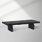Nobu Wood Rectangular Coffee Table Sofa Center Tea Table with Burnt Noir Finish Natural Feel