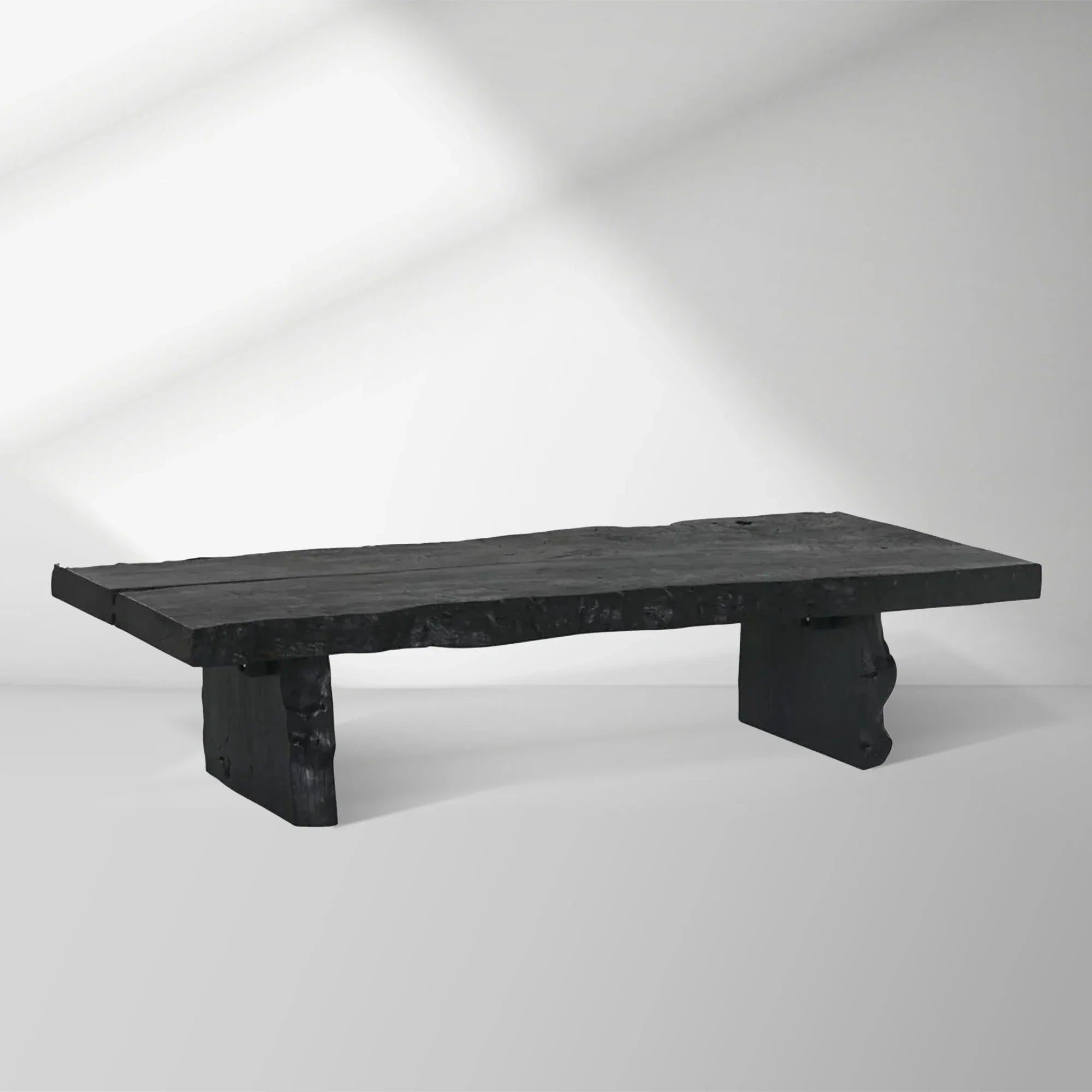Nobu Wood Rectangular Coffee Table Sofa Center Tea Table with Burnt Noir Finish Natural Feel