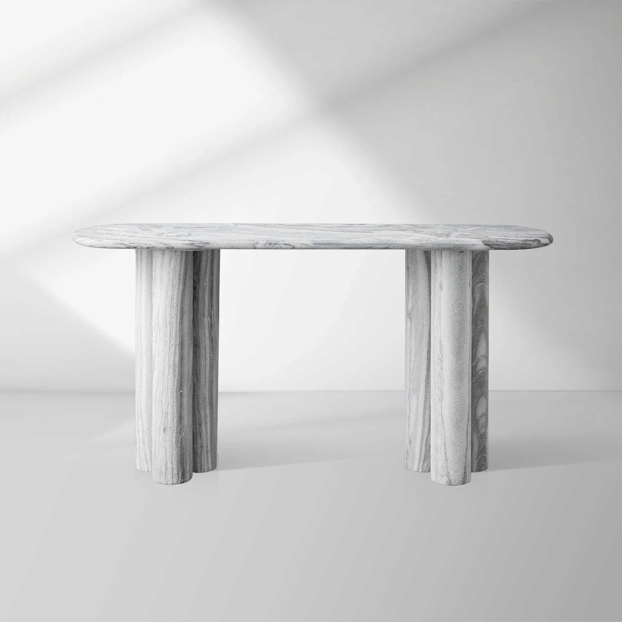 Serafin Entryway Console Table in Solid Grey Dolomite Natural Stone Hallway Entrance Table Modern Luxury & Minimalism Style